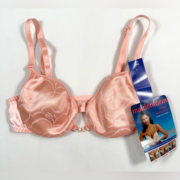 NEW MAIDENFORM Center Attraction 3-in-1 Convertible Bra 34A Satin Y2K Push-Up - Picture 1 of 9